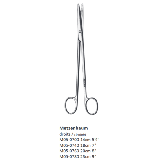 METZENBAUM SCISSORS STRAIGHT  23 CM