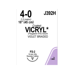 SUTURE VICRYL PLUS 4-0 X 45CM (18") FS-2 (19MM) VIOLET 36/B, ETHICON